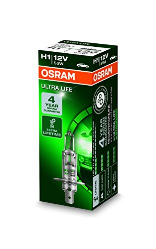OSRAM ULTRA LIFE H1, Lampe de phare halogène, 64150ULT, 12V véhicule de tourisme, boîte pliante (1 pièce)
