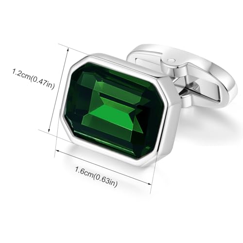 Mancuernillas HONEY BEAR con Cristal Verde Octagonales para Hombre miniatura 7