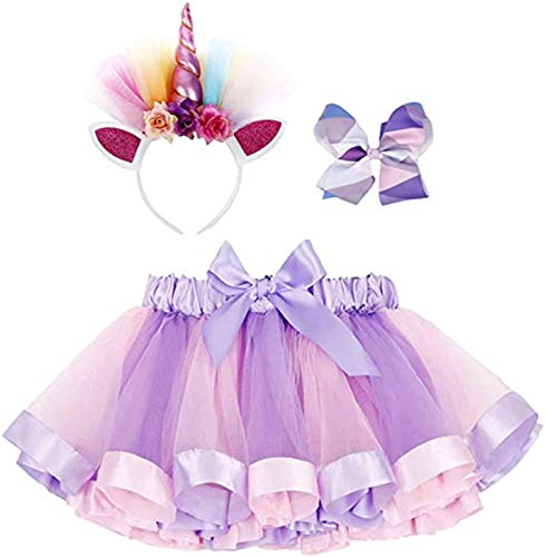 Mlian Mädchen Regenbogen Tutu Rock Rüschen Layered Ballettkleid mit...