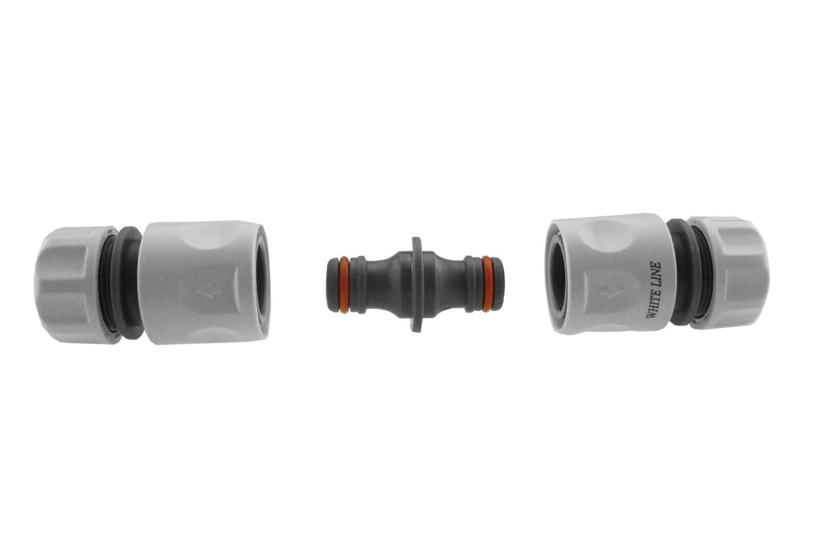 Garden Hose All Connectors Fittings Universal Standard Hozelock Valves Male Female Compatible White (Male + 2 x Female Connector)