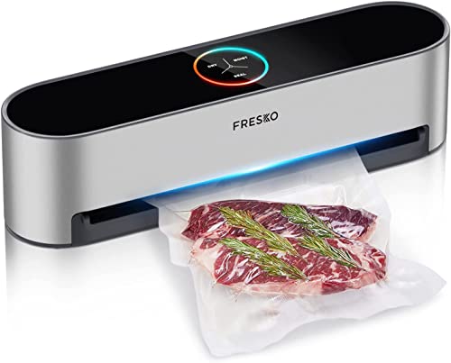 FRESKO Machine à emballer sous vide mains libres 5 en 1, entièrement automatique pour aliments secs et humides, anneau LED lumineux, 20 sacs d'emballage sous vide sans BPA inclus (V8) Cover