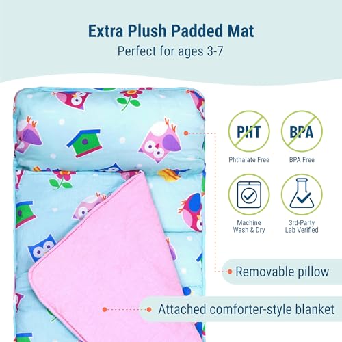 Image of Wildkin Kids Original Nap Mat - Cozy Kids Sleep Mat with Pillow, ideal for School & Travel