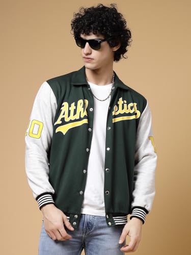 Image of Rigo Varsity Jacket for Men | Streetwear Varsity Jacket | Puff Print Varsity Jacket | Oversized Varsity Jacket for Men