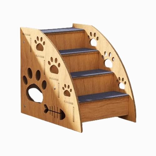 階段 木製 滑り止め ペット階段 犬用ベッド階段 屋内用 猫用階段 ハイベッド ユニバーサル 小型/大型犬 猫用 階段 (4層)