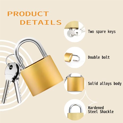 Image of Luggage Locks with Keys, 20mm Small Padlock School Gym Locker Lock, Keyed Metal Pad Locks for Travel Baggage & Suitcases, 6 Pack