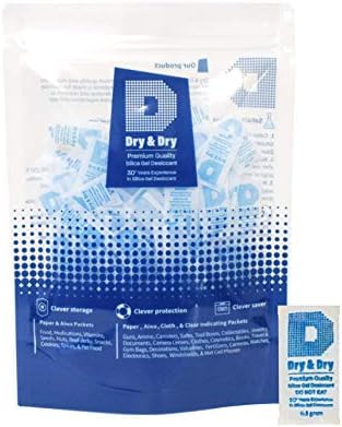 Dry & Dry 0.5(Half) Gram [100 Packets] Silica Gel Packets Desiccants Silica Gel Packs - Rechargeable Moisture Absorbers for Food Storage, Electronics, 3D Filament & Safes