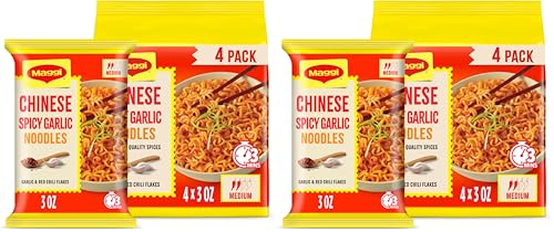 Image of Maggi Chinese Spicy Garlic Noodles, Instant Ramen Noodles, 3 min, Vegetarian, Halal, Kosher, 8-Pack