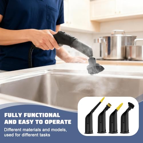 Zuxbolf Dampfreiniger Zubehör für Kärcher SC1 SC2 SC3 SC4 SC5 10-teiliges Set Handdüse Ersatzteile mit Verlängerter Düse Gebogener Düse Fugendüse Ersatzteile Rundbürsten Dichtungen für Küche Bad Boden