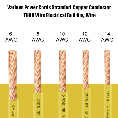 Image of XRDS -RF 10 AWG Stranded THHN Wire - Yellow, 50FT - Oxygen-Free Copper Electrical Wire with Nylon Jacket - Building Wire for Conduit, Industrial, Commercial, and Residential Use