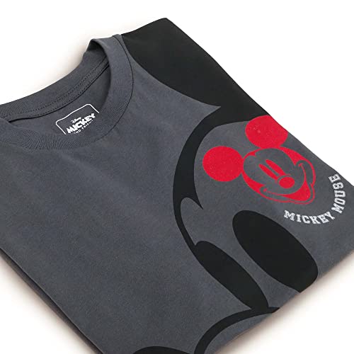 Image of Free Authority Mickey & Friends Printed Regular Fit Grey Cotton Men's T-Shirt