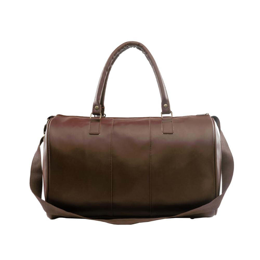 Duffle Bag with Shoe Pocket for Travel for Men/Leatherette Stylish & Spacious Weekender Duffle Bag for Travel/Duffle Bag Made of Leather/Travel Bag for Luggage/Duffle Bag Handle Strap (Tan)-image-35