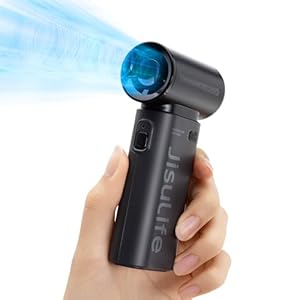 JISULIFE Portable Handheld Fan Life9, Turbo Power High Speed Air [18H Max Cooling Time], 5 Gear Wind, 5000mAh Rechargeable, Mini Pocket Design, Personal Fan for Travel Concerts Camping Makeup – Black