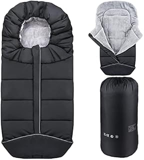 GOLDGE Winter Footmuff Universal, Baby Footmuff Winter for Pushchairs Prams Buggy Car Seat Baby Stroller Sleeping Bag Warm Waterproof Windproof Cosy Toes Winter with Zipper Drawstring Hood
