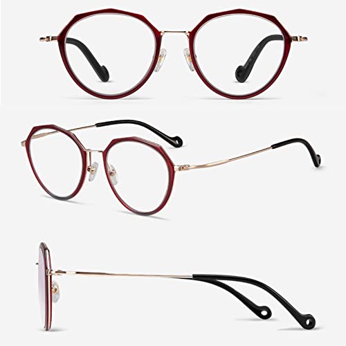 Damskie progresywne wieloogniskowe okulary do czytania z ramką TR90, czerwone modne nieregularne fotochromowe szare okulary przeciwsłoneczne (rozmiar: 1,5 x)