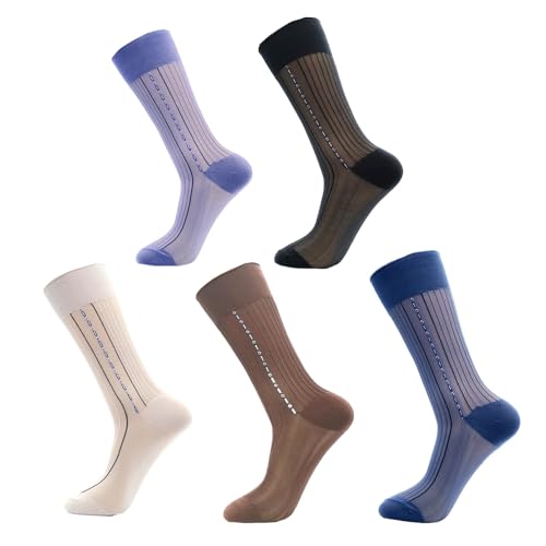 Ximimark 5 Pairs of Ultra Soft & Breathable Men's Solid Colour Mesh Crew Socks - Comfy Casual Socks for Spring & Summer - Elastic, Thin, and Comfortable Footwear for Everyday Wear