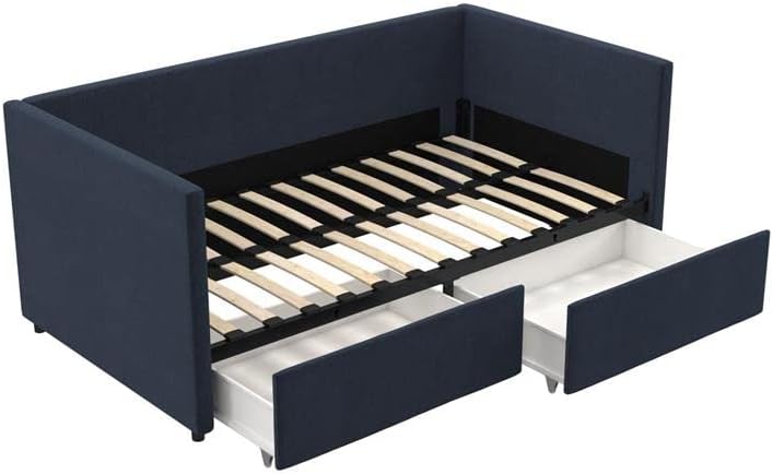 DHP Daybed with Storage Drawers, Twin, Blue Linen