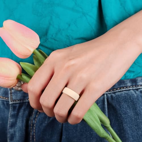 Image of Egnaro 4 /5 /8 Variety Multipack Ergonomic Breathable Bridal Rings Sets, 6mm Wide - 2mm Thick Rubber Wedding bands women, silicone Rings for her with Half Size