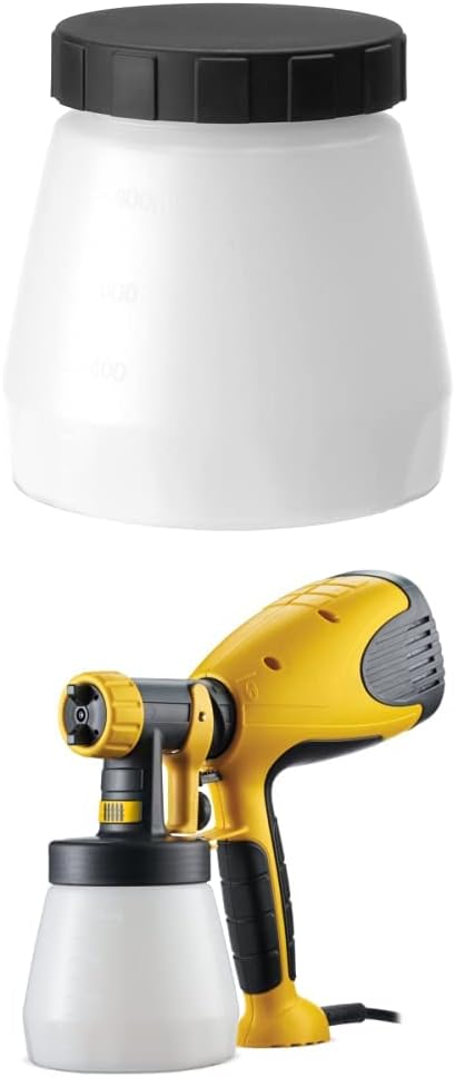 Paint Container with Cover, 800 ml for paint sprayers + Wagner 2361508 W 100 Electric Paint Sprayer, 800 ml capacity, 280 W, Yellow/Black, 26.0 cm*28.5 cm*14.0 cm