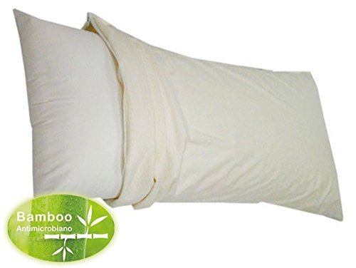 GoFlor Fundas de almohada de bambú impermeables y transpirables antiácaros, algodón, Blanco, 90x40cm