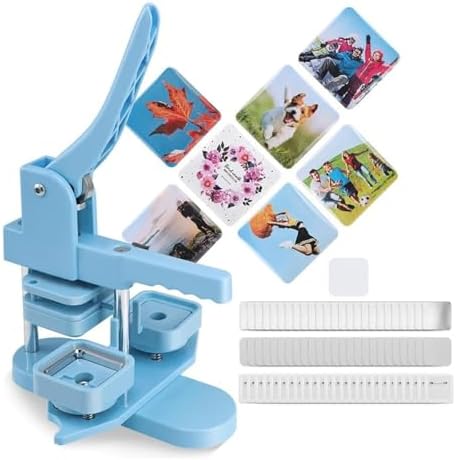 DIY 50mm Button Maker - Easy Craft Magnet Machine for Custom Pins, Personalized Badges in Blue - Perfect for Gifts and Creative Projects