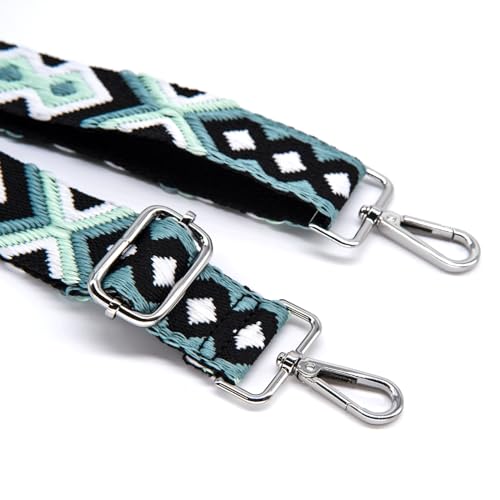 Image of S&loyoe Silver bucklePurse Straps Replacement Crossbody Bag Strap Adjustable Wide Guitar Straps for Handbags 1.5inch (Diamond 03 silver)