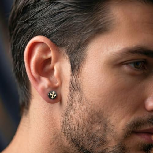 Image of THE MEN THING GLINT CROSS - Magnetic Non-Piercing Pure Titanium Steel Studs Earrings for Men & Boys