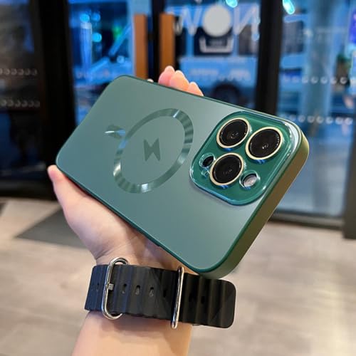 Coque iPhone 13 Pro Max magnétique sans fil antichoc rigide souple mate verte