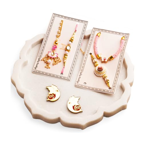 Image of Premium Handmade Designer Rakhi Set for Brother and Bhabhi Adjustable Couple Rakhi with Roli Chawal & Nariyal