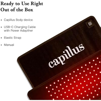 Capillus Body Red Light Therapy Wrap - 2 in 1 LED Cordless Red Light Therapy Belt - Wearable 630nm & 850nm Infrared Red Light Therapy for Knee, Back, Waist, Legs, Shoulder Pain