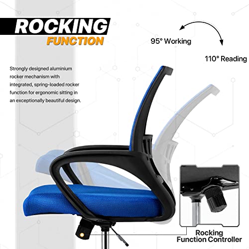 Monibloom Mesh Office Chair, Mid Back Computer Chair With Ergonomic Design Rolling Swivel Chair With Lumbar Support, 250 Lbs Capacity, Sapphire #TOP4