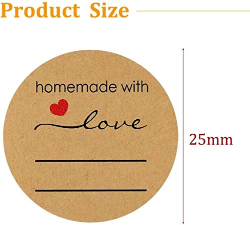 Handmade With Love Stickers, 500Pcs Round Baking Kraft Label Stickers Self-Adhesive Label Decor Heart Shape Stickers For Homemade Gifts (25Mm) #TOP6