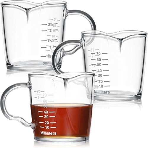 Set 3 vasos medidores espresso 3 oz doble pico miniatura 1