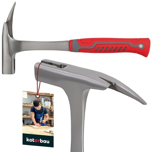 KOTARBAU® Martillo de techado/Martillo de listones 1000g con soporte magnético para clavos, acero forjado, resistente para quitar clavos, amortiguación de vibraciones ergonómica, mango de goma