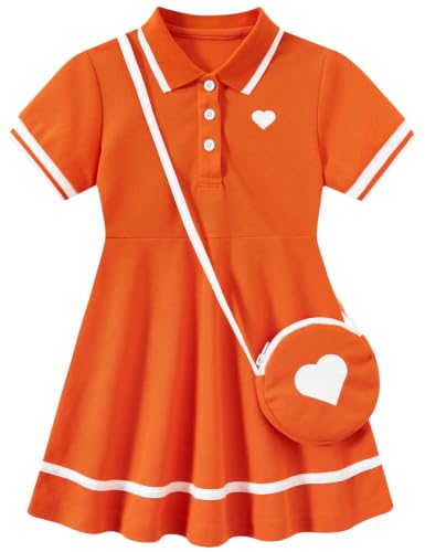 Move Dance Little Girls Sporty Dress 3T 4T Orange Sundress with Bag - image 1