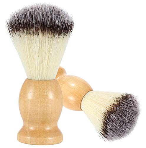 Bassion 2 Pack Shaving Brush with Hard Wood Handle, Men's Luxury Professional Hair Salon Tool, Engineered to Deliver the Perfect Shave of Your Life