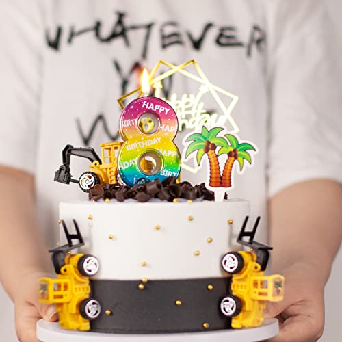 Derventa Birthday Candles Big Numbers Multicolored 3.7 Inch Party Cake Topper 1 Piece (Number 3 Multi-Colored) #TOP3