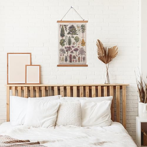 Cuadro colgante de lino con bastidor de madera selecta y arte vegetal retro de precisión 5