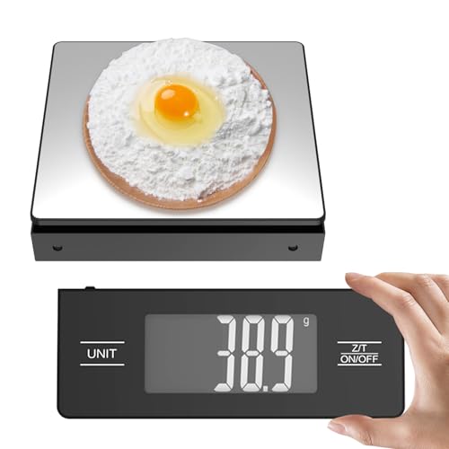 Image of Digital Food Scale with Detachable Display, 11lb /5kg, Metallic Black 1g Precision, Tare Function & Backlit LCD, Stainless Steel, Ideal for Baking, Cooking and Meal Prep