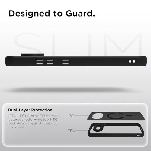 Image of RIGGEAR Shockproof Sleek Hybrid Armor Magnetic Back Cover Case Compatible with MagSafe Accessories for Nothing Phone 4a 5G (Smoke Black Matte PC + Black TPU Bumper)