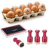 4 Pcs Fresh Egg Stamp with Black Ink Oils Round Rubber Stamp for Eggs Farm Self Ink Custom Stamp with Ink Pad Egg Cartons for Chicken Eggs Home Farm Supplies