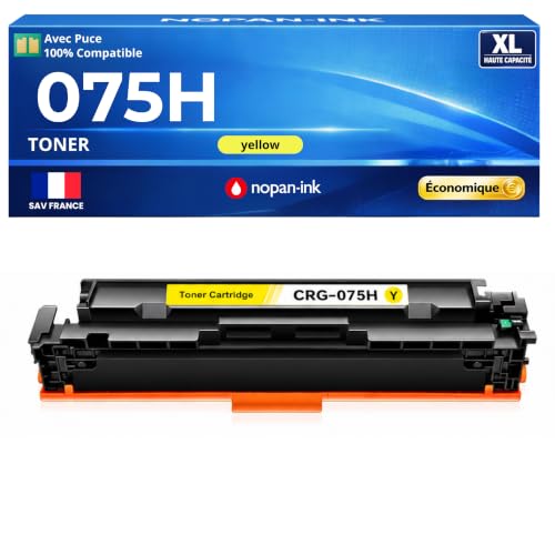 Toner compatible Canon CRG075H W2192X jaune haute capacité 2500 pages avec puce intégrée