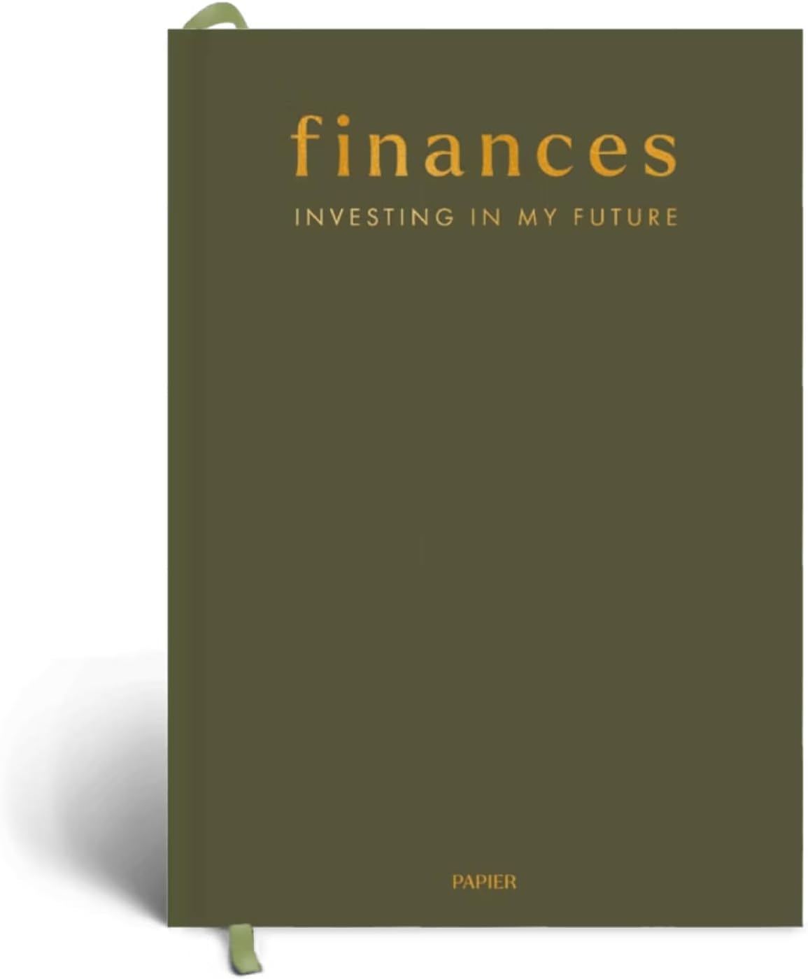 Papier Shine Finance Planner - Olive Hardback | Track Expenses, Savings, Outgoings | Undated | Includes Money Tracker, Daily & Monthly Calendar, & Monthly Budget Section | Budgeting Gift For Students