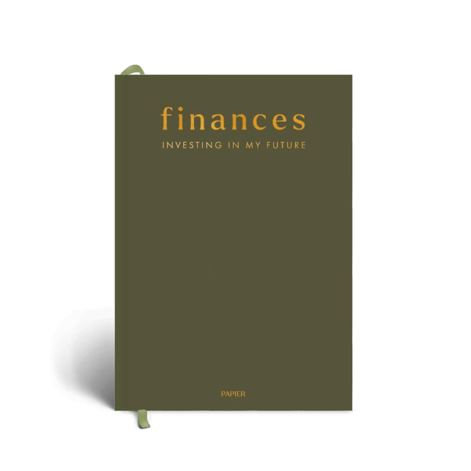 Papier Shine Finance Planner - Olive Hardback | Track Expenses, Savings, Outgoings | Undated | Includes Money Tracker, Daily & Monthly Calendar, &