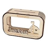 Personalisierte Holz Spardose Reisekasse mit Segelschiff-Motiv, Individualisierbar mit Namen, Geldgeschenk Sparschwein, Geschenk zur Hochzeit & Jahrestag, Geschenk Freundin, Paare