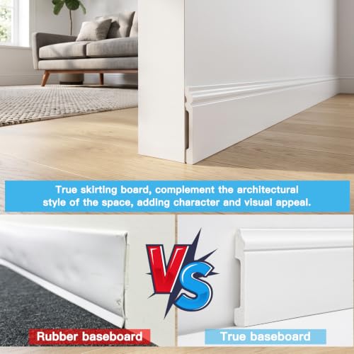 Image of Art3d High-Impact Baseboard Molding Trim, 56.3 x 3.2 Inch, 10-Pack, White