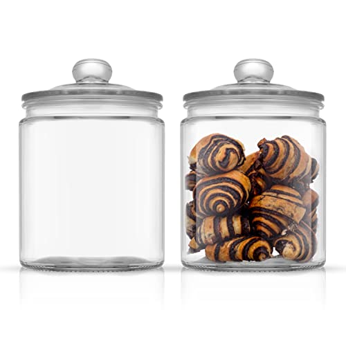 Joyjolt Elegant Cookie Jar. 2 Large Glass Jar With Glass Lid. Cookie Jars For Kitchen Counter With Lids, Candy Jar, Decorative Apothecary Jar, Large Canisters, Half Gallon Glass Jar With Lid Airtight #TOP6