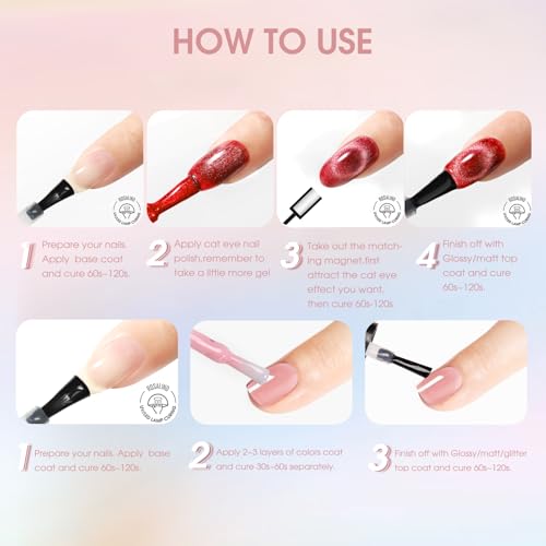 Pintauñas Gel Semipermanente ROSALIND con Efecto Ojo de Gato Magnético y Secado Rápido UV LED 7