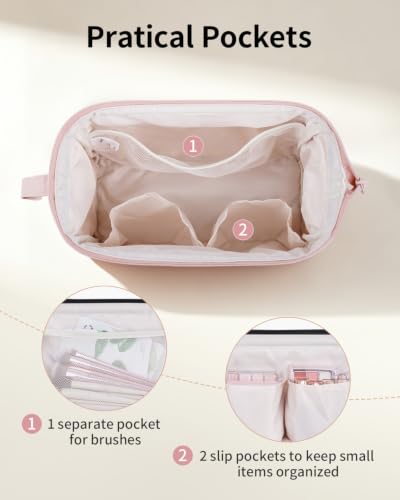 Image of Narwey Quilted Makeup Bag Travel Toiletry Bag, Nylon Cosmetic Bag for Women