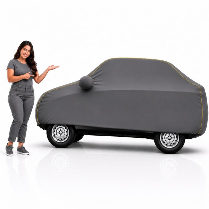 Image of Long-Life 100% Waterproof Rumion Car Body Cover for Dust & Rain, Compatible with All Models of Rumion Car Cover, Comes with Bird Droppings, Scratch, UV and Paint Protection - Grey