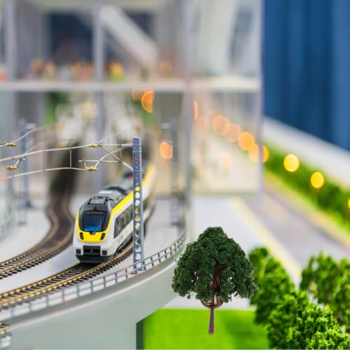 Image of Housoutil Model Scenery Landscape Trees 20 Pcs Miniature Tree Models 1.18-3.15 in Dark Green Diorama Artificial Tree for N Scale Train Layout Model Landscape Scenes Crafts
